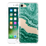 Hoesje geschikt voor iPhone 7 - Turquoise Marble Art