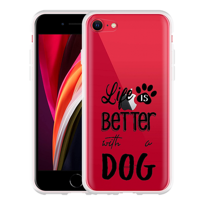 Cazy Hoesje geschikt voor iPhone SE 2020 - Life Is Better With a Dog Zwart