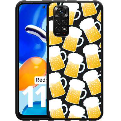 Cazy Hoesje Zwart geschikt voor Xiaomi Redmi Note 11/11S - Bierpullen