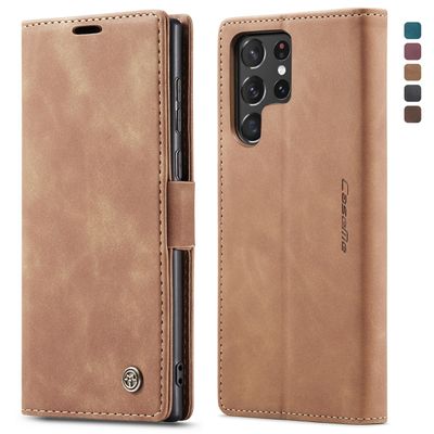 CASEME Samsung Galaxy S22 Ultra Retro Wallet Case - Brown