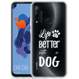 Cazy Hoesje geschikt voor Huawei P20 Lite 2019 - Life Is Better With a Dog Wit