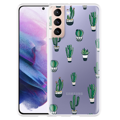 Cazy Hoesje geschikt voor Samsung Galaxy S21 - Green Cactus