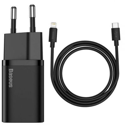 Baseus PD 20W Fast Charger + USB-C to Lightning Cable (Black)