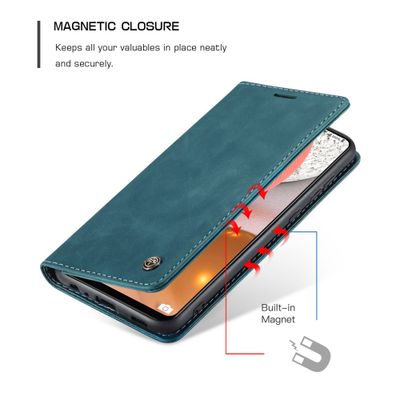 CASEME Samsung Galaxy A72 5G Retro Wallet Case - Blauw