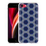 Hoesje geschikt voor iPhone SE 2020 - Blauwe Hexagons