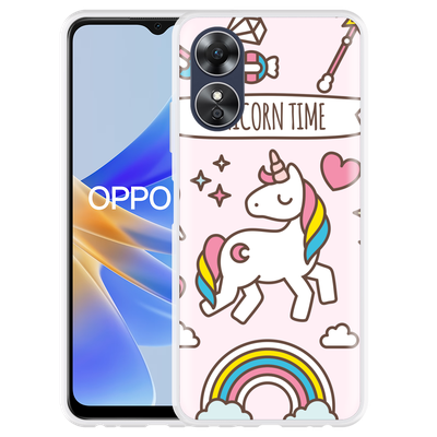Cazy Hoesje geschikt voor Oppo A17 Unicorn Time