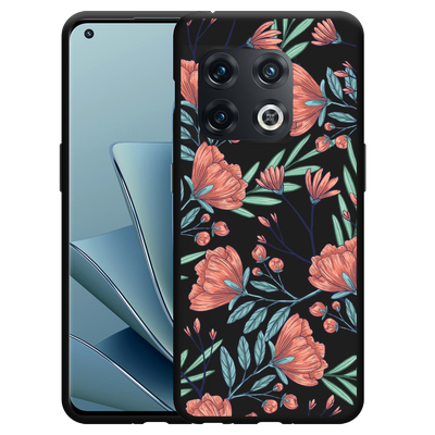 Cazy Hoesje Zwart geschikt voor OnePlus 10 Pro - Poppy Roses