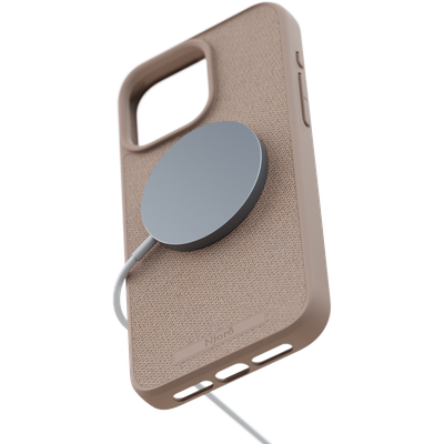 Njord Collections Fabric Hoesje geschikt voor iPhone 15 Pro Max - Premium Stof - 100% gerecycled materiaal - Pink Sand
