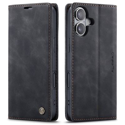 Caseme Hoesje geschikt voor iPhone 16 Plus - Retro Wallet Case - Zwart