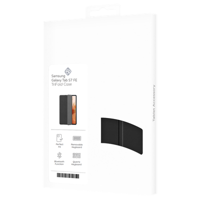 Cazy TriFold Hoes met Auto Slaap/Wake geschikt voor Samsung Galaxy Tab S7 FE - Zwart