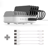 120W Smart Charging Docking Station met 10 poorten - USB / USB-C + 3x USB naar Lightning Kabel - MFI gecertificeerd - 20cm + 2x USB-A naar USB-C Kabel - 20cm