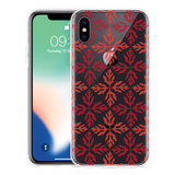 Hoesje geschikt voor iPhone Xs - Red Leaves Pattern