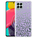 Hoesje geschikt voor Samsung Galaxy M53 Abstracte Paarse Bloemen