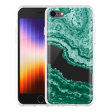 Hoesje geschikt voor iPhone SE 2022 - Turquoise Marble Art