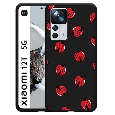 Cazy Hoesje Zwart geschikt voor Xiaomi 12T/12T Pro Lieveheersbeestjes