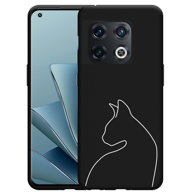 Cazy Hoesje Zwart geschikt voor OnePlus 10 Pro - Kattencontour II