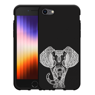 Cazy Hoesje Zwart geschikt voor iPhone SE 2022 - Mandala Elephant
