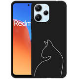 Hoesje Zwart geschikt voor Xiaomi Redmi 12 4G Kattencontour II