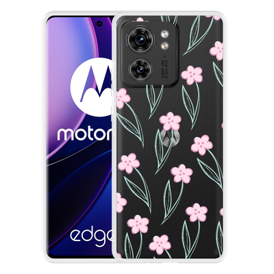 Cazy Hoesje geschikt voor Motorola Edge 40 Roze Bloemetjes