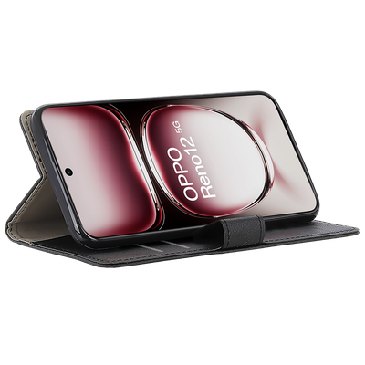 Cazy Hoesje geschikt voor Oppo Reno12 - Bookcase Classic met Pasjeshouder - Zwart