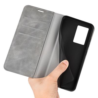 Cazy Wallet Magnetic Hoesje geschikt voor Oppo A77 - Grijs