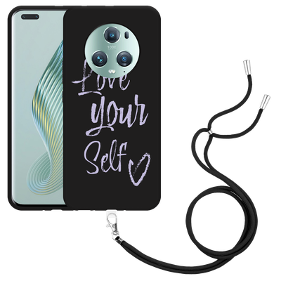 Cazy Hoesje met koord Zwart geschikt voor Honor Magic5 Pro Love Yourself