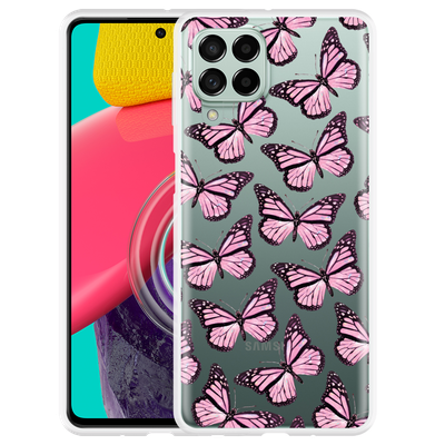 Cazy Hoesje geschikt voor Samsung Galaxy M53 - Roze Vlinders