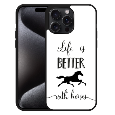 Cazy Hardcase Hoesje geschikt voor iPhone 15 Pro Max Life is Better with Horses