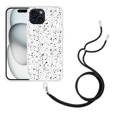 Cazy Hoesje met koord geschikt voor iPhone 15 Terrazzo Look