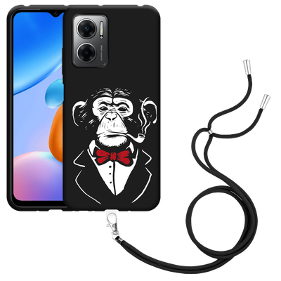 Cazy Hoesje met koord Zwart geschikt voor Xiaomi Redmi 10 5G Smoking Chimp