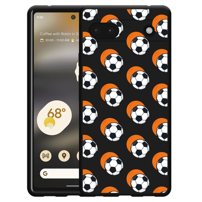 Cazy Hoesje Zwart geschikt voor Google Pixel 6a - Soccer Ball Orange