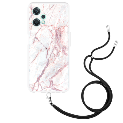 Cazy Hoesje met Koord geschikt voor OnePlus Nord CE 2 Lite - White Pink Marble