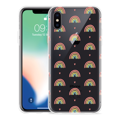 Cazy Hoesje geschikt voor iPhone X - Regenboog Patroon
