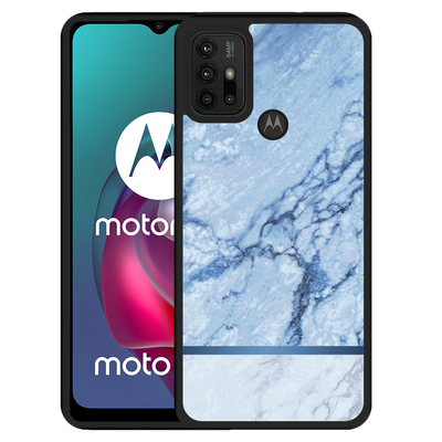 Cazy Hardcase hoesje geschikt voor Motorola Moto G10 - Blauw Marmer