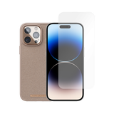 Njord Collections Hoesje geschikt voor iPhone 14 Pro - Fabric Just Case - + Cazy Screenprotector - Pink Sand