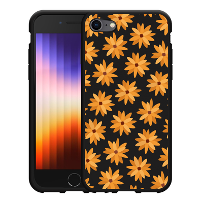 Cazy Hoesje Zwart geschikt voor iPhone 7/8 - Oranje Bloemen