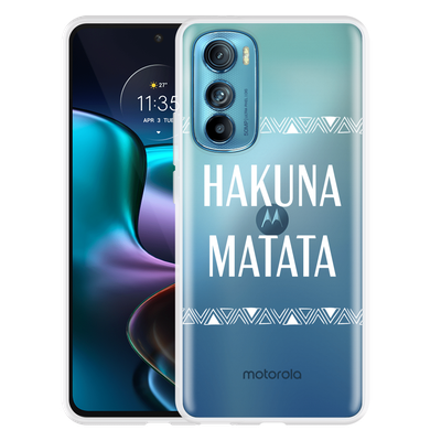 Cazy Hoesje geschikt voor Motorola Edge 30 - Hakuna Matata white