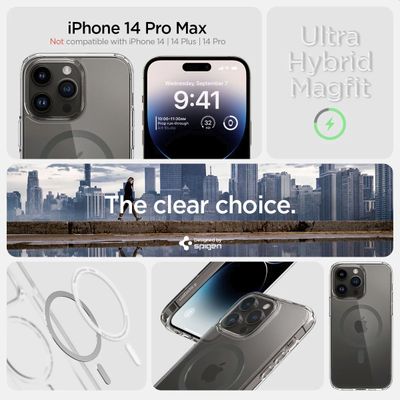 Hoesje geschikt voor iPhone 14 Pro Max Spigen Ultra Hybrid Mag Case Magfit - Grijs