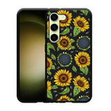 Hoesje Zwart geschikt voor Samsung Galaxy S23 Sunflowers