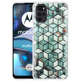 Hoesje geschikt voor Motorola Moto G22 - Groen Hexagon Marmer