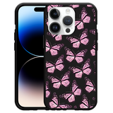 Hoesje Zwart geschikt voor iPhone 14 Pro - Roze Vlinders