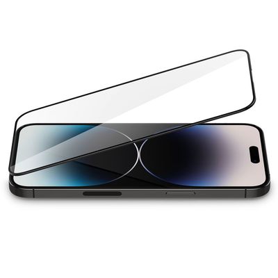Screen Protector geschikt voor iPhone 14 Pro Max - Spigen Full Cover Glass - Zwart