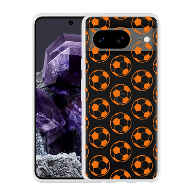 Cazy Hoesje geschikt voor Google Pixel 8 Orange Soccer Balls