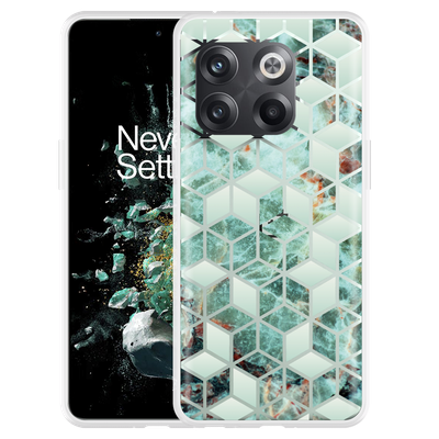 Cazy Hoesje geschikt voor OnePlus 10T - Groen Hexagon Marmer