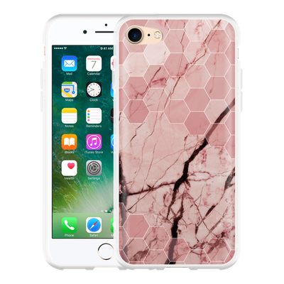 Cazy Hoesje geschikt voor iPhone 7 - Pink Marble