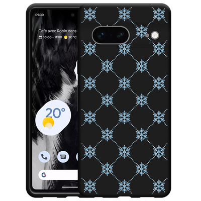 Cazy Hoesje Zwart geschikt voor Google Pixel 7 - Snowflake Pattern