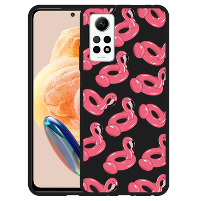 Cazy Hoesje Zwart geschikt voor Xiaomi Redmi Note 12 Pro 4G Inflatable Flamingos