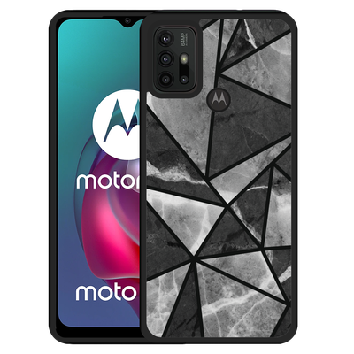 Cazy Hardcase hoesje geschikt voor Motorola Moto G10 - Polygon Marmer Grijs