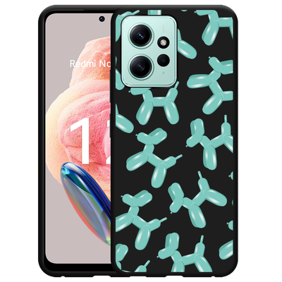 Cazy Hoesje Zwart geschikt voor Xiaomi Redmi Note 12 4G Ballon Hondjes