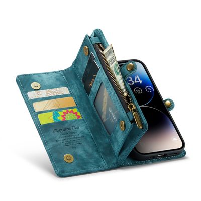 Hoesje geschikt voor iPhone 14 Pro Max - CASEME Luxe Leren Portemonnee Hoesje - Blauw